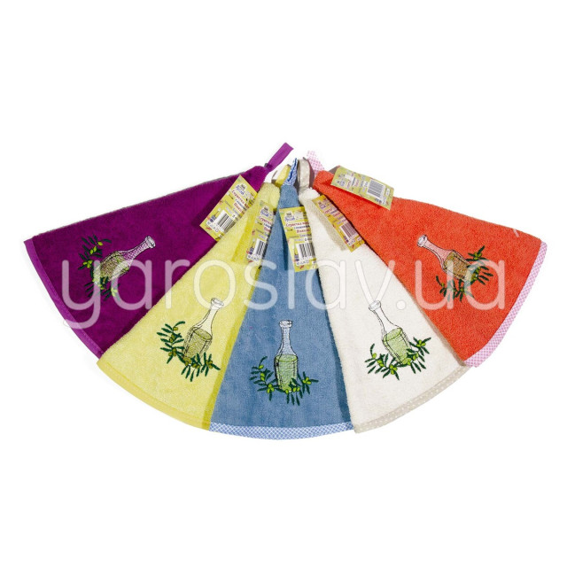 Serwetka frotte półokrągła z haftem oliwka d-60 cm TM Yaroslav